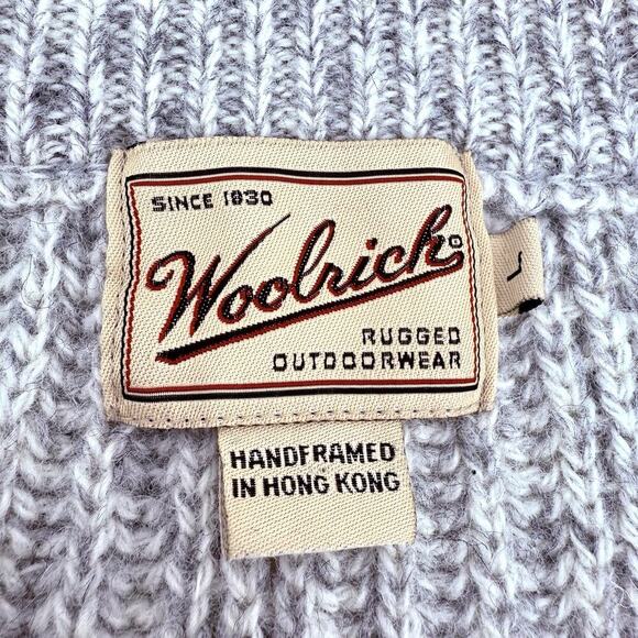 VTG Woolrich Sweater Cardigan Men's Large Wool Blend Full Zip Fisherman Chunky - Picture 5 of 9